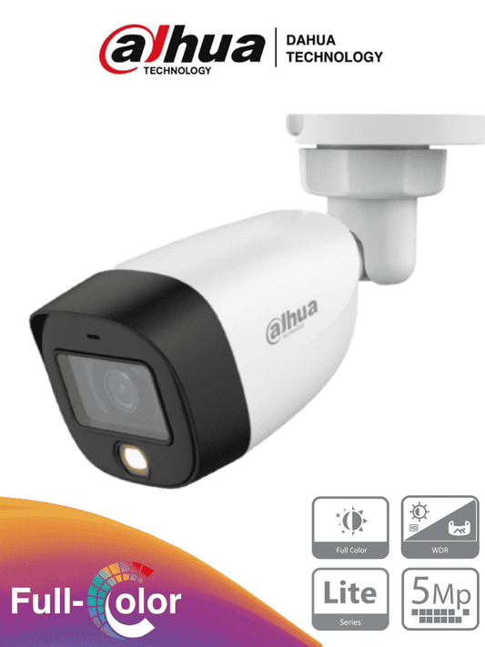 Cámara Dahua HAC-HFW1509C-LED-28 Tipo Bala de 5 MP, Lente de 2.8 mm, 112 Grados De Apertura, iR 20 Mts, IP67, Análoga