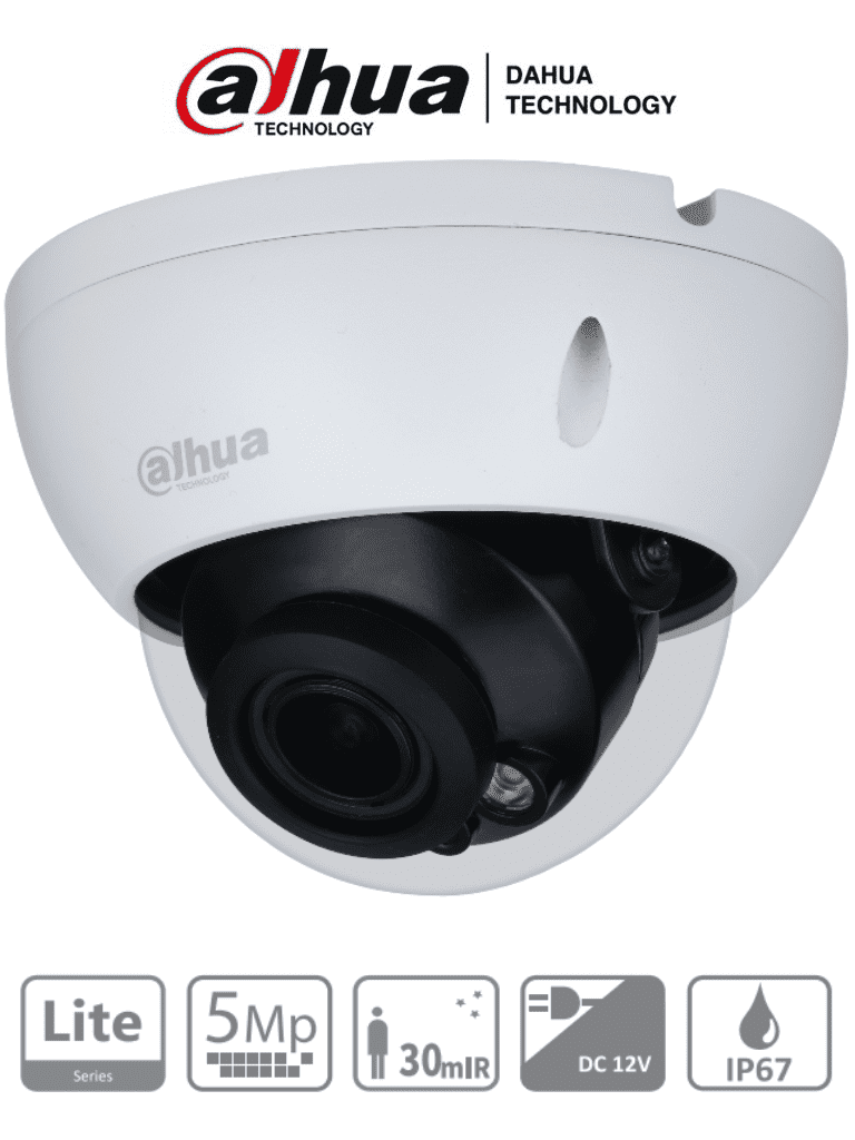 Cámara Dahua HAC-HDBW1500R-Z Tipo Domo, Antivandalica de 5 MP, Lente Motorizado de 2.7 a 12 mm, iR de 30 Mts, IP67, IK10, Análoga