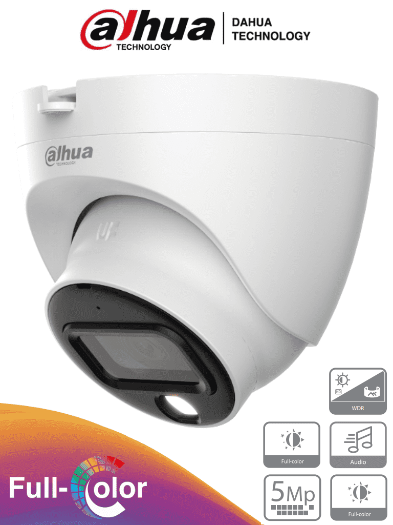 Cámara Dahua HAC-HDW1509TLQ-A-LED Tipo Domo de 5 MP, Microfono Integrado, Lente de 3.6 mm, 88 Grados De Apertua, iR de 20 Mts, IP67, Análoga