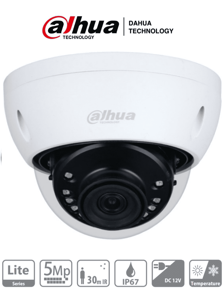 Cámara Dahua HAC-HDBW1500E-28 Tipo Domo, Antivandalica de 5 MP, Lente de 2.8 mm, 111 Grados De Apertura, iR de 30 Mts, IP67, Análoga