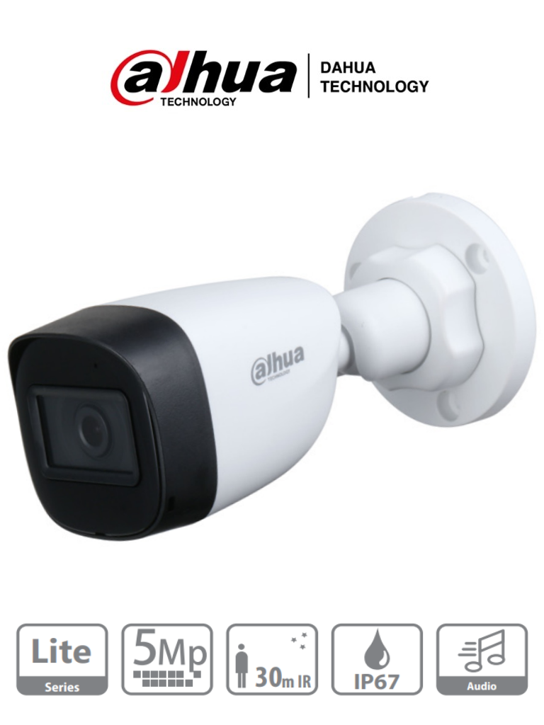 Cámara Dahua HAC-HFW1500CN-A Tipo Bala de 5 MP, Microfono Integrado, Lente de 2.8 mm, 111 Grados de Apetura, iR de 30 Mts, Análoga
