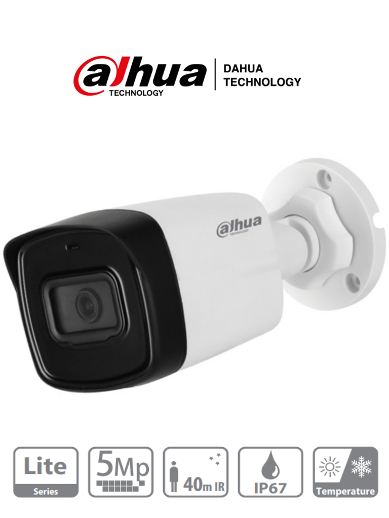 Cámara Dahua HAC-HFW1500TL-28 Tipo Bala de 5 MP, Lente de 2.8 mm, 111 Grados de Apertura, iR de 40 Mts, IP67, Análoga