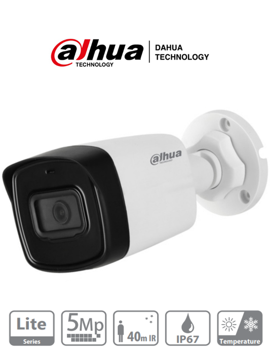 Cámara Dahua HAC-HFW1500TL-28 Tipo Bala de 5 MP, Lente de 2.8 mm, 111 Grados de Apertura, iR de 40 Mts, IP67, Análoga