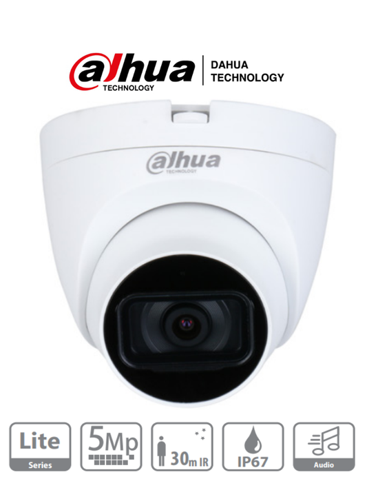Cámara Dahua HAC-HDW1500TLQN-A Tipo Domo 5 MP, Microfono Integrado, Lente de 2.8 mm, iR de 30 Mts, Starlight, IP67, Análoga
