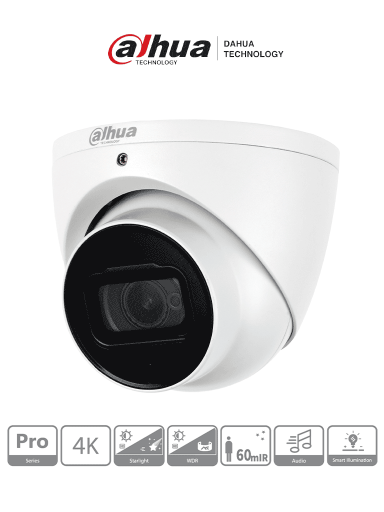 Cámara Dahua HDW2802T-A TIpo Domo de 8 MP (4K), Lente de 2.8 mm, iR de 50 Mts, IP67, Análoga