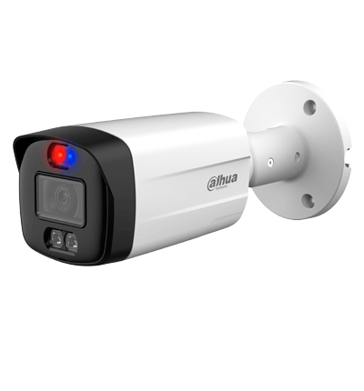 Cámara Dahua HAC-ME1509THN-A-PV-S2 Tipo Bala Tioc de 5 MP, Iluminado Dual Inteligente, Disuasion Activa con Luz Roja y Azul, Lente de 2.8 mm, 111 Grados de Apertura, iR de 40 Mts, Microfono Integrado, Análoga