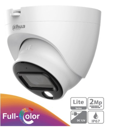 Cámara Domo HAC-HDW1209TLQN-A-LED Dahua 2 MP (1080p) Full Color con Micrófono, Lente de 2.8 mm, IR 20m – Análoga