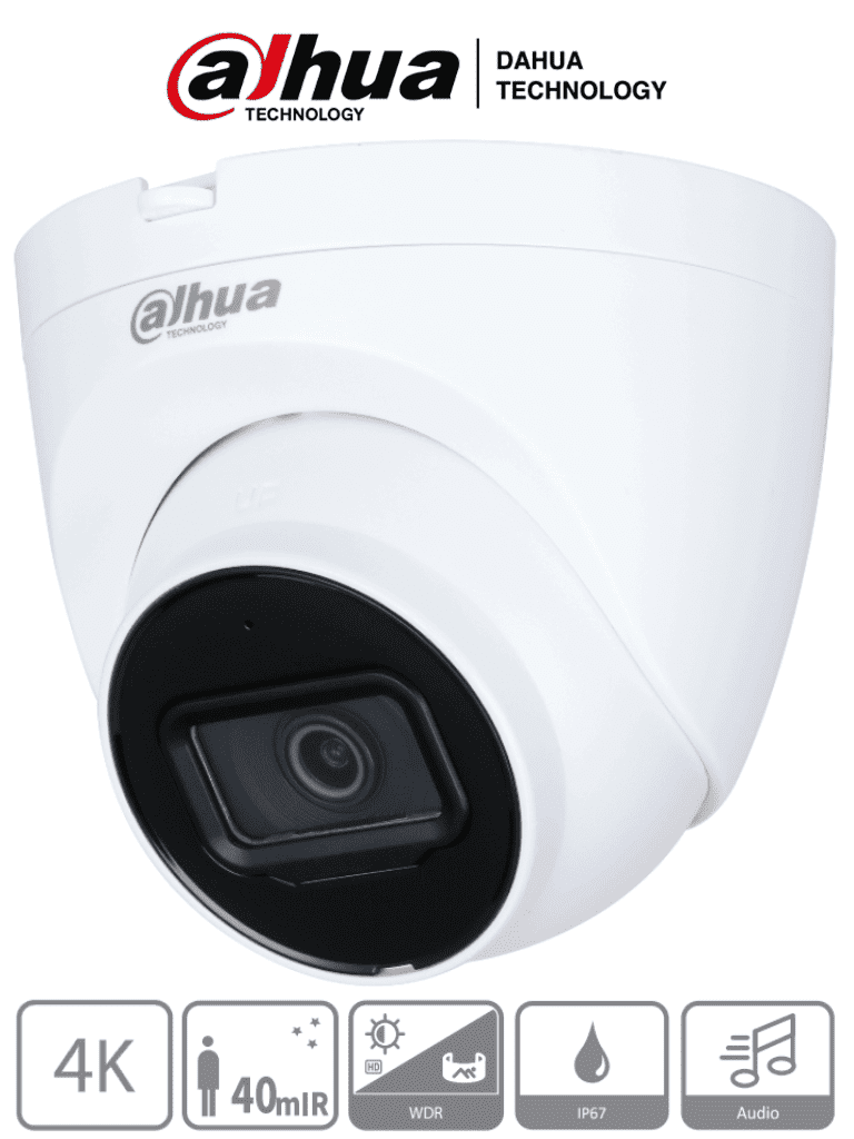 Cámara Dahua HAC-HDW1801TQN-A Tipo Domo de 8 MP, Lente de 2.8 mm, Microfono Integrado, 106 Grados De Apertura, iR de 40 Mts, Super Adapt, IP67, Análoga