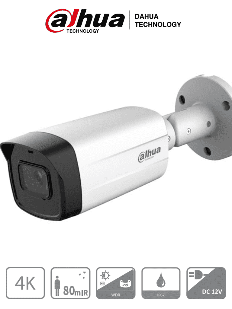 Cámara Dahua HAC-HFW1801TM-I8 Tipo Bala de 8 MP (4K), Lente de 2.8 mm, 106 Grados De Apertura, iR de 80 Mts, Metalica, IP67, Análoga