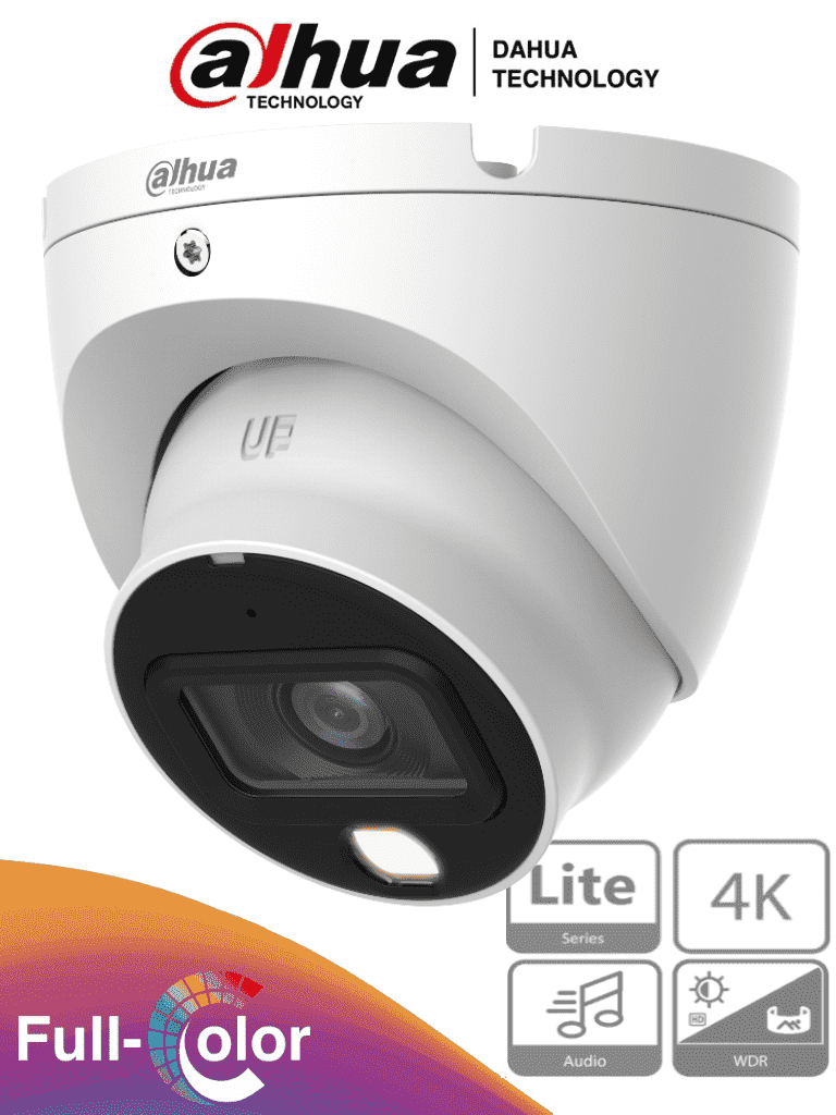 Cámara Dahua HAC-HDW1809TLM-A-LED Tipo Domo de 8 MP (4K), Lente de 2.8 mm, 106 Grados De Apertura, Microfono Integrado, iR de 20 Mts, Super Adapt, Análoga
