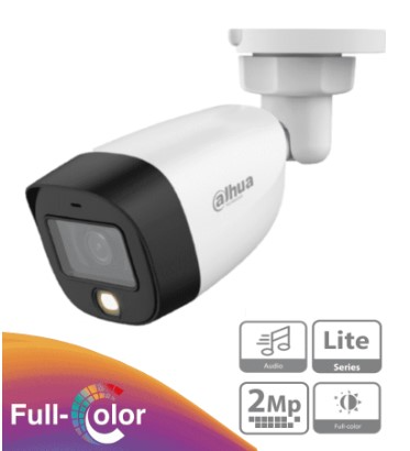 Cámara dahua DH-HAC-HFW1209CN-A-LED tipo Bala Full Color 2MP 1080p con Micrófono Integrado, Lente de 2.8 mm, IR 20m - Análoga