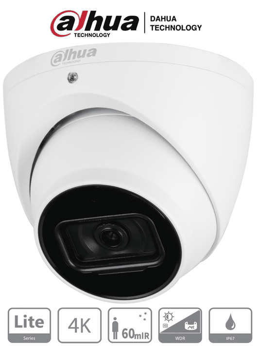 Cámara Dahua DH-HAC-HDW1801TN Tipo Domo de 8 MP (4K), Lente de 2.8 mm, 106 Grados De Apertura, iR de 60 Metros, Metalica, IP67, Análoga